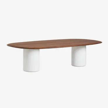 Ovalen Eettafel Van Mdf En Cement Lysander Wit & 270 X 110 Cm & Donker Eiken Bruin - Sklum