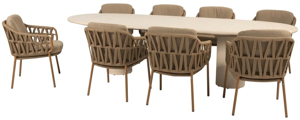 4 Seasons Outdoor Biarritz tuinset amber met Hampton tafel 300 cm Tuinstoel   beige weerbestendig