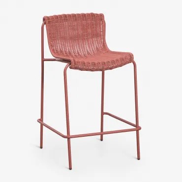 Pack Van 2 Hoge Krukken Van Synthetisch Riet En Staal Revia Terracota & ↑65 Cm - Sklum
