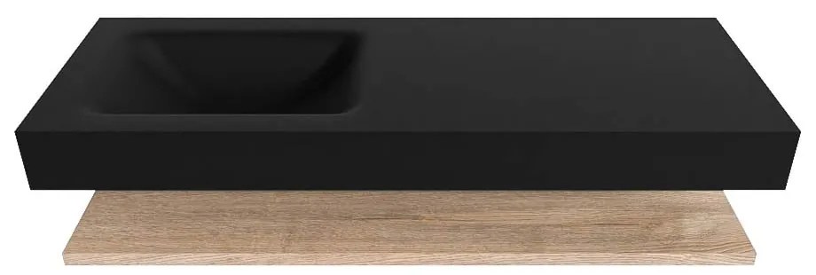 Zaro Alan badmeubel 130cm met planchet washed oak en vrijhangende wastafel cloud links 1 kraangat urban