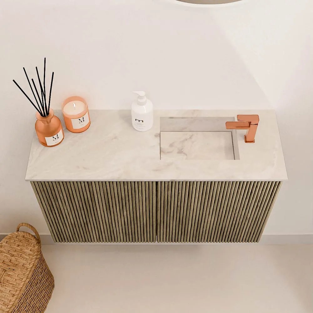 Mondiaz Joya DLux 70cm toiletmeubel dusk met wastafel faye rechts 1 kraangat frappe