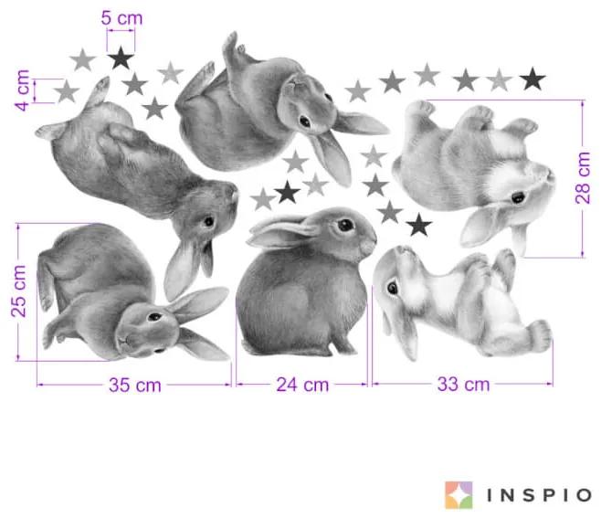 INSPIO Muurstickers - Grijze konijntjes in de kinderkamer