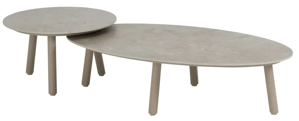 Taste by 4 Seasons Salute salontafel latte met rond keramisch tafelblad Ø 60 cm (H 35 cm) Loungetafel   beige weerbestendig