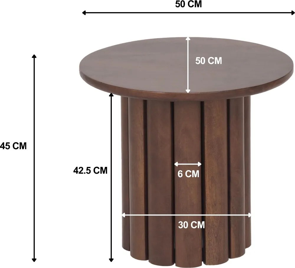 Bijzettafel Geribbelde Poot - 50 X 50cm.