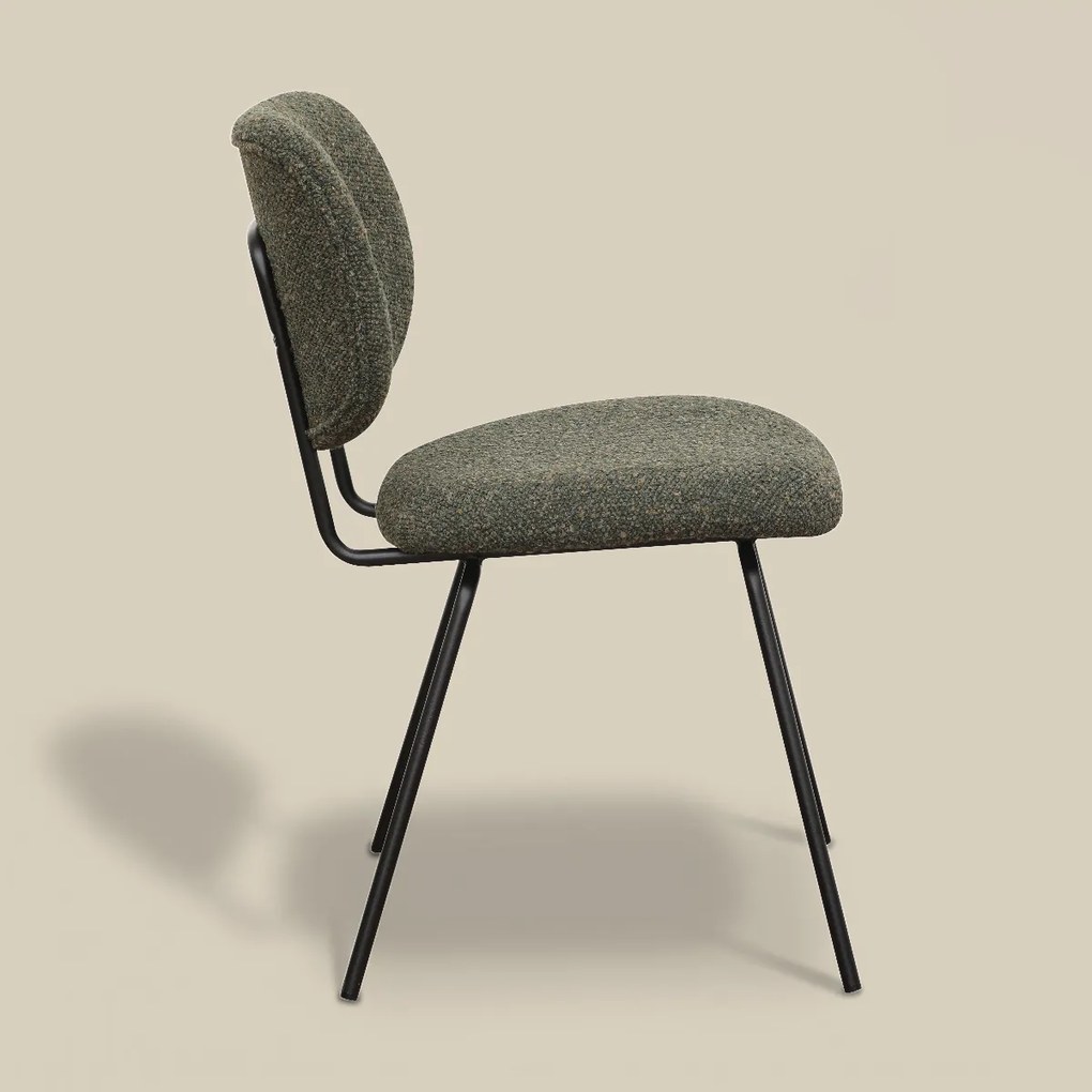 Moderne Eetkamerstoel Groen Boucle