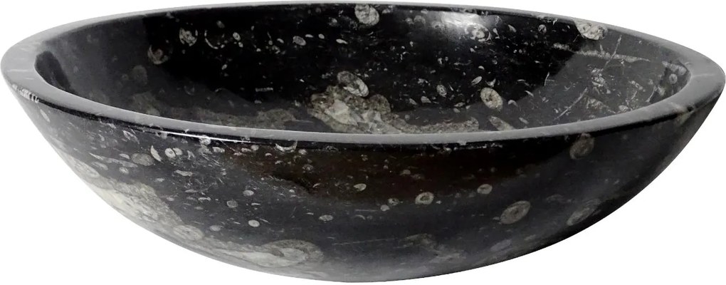Zwart marmeren waskom | Eeuwenoud Orthoceras Fossiel | 45,5 x 45,5 x 13 cm