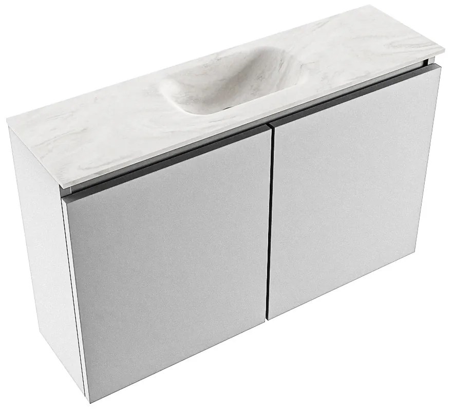 Mondiaz Ture DLux toiletmeubel 80cm plata met wastafel ostra midden met kraangat