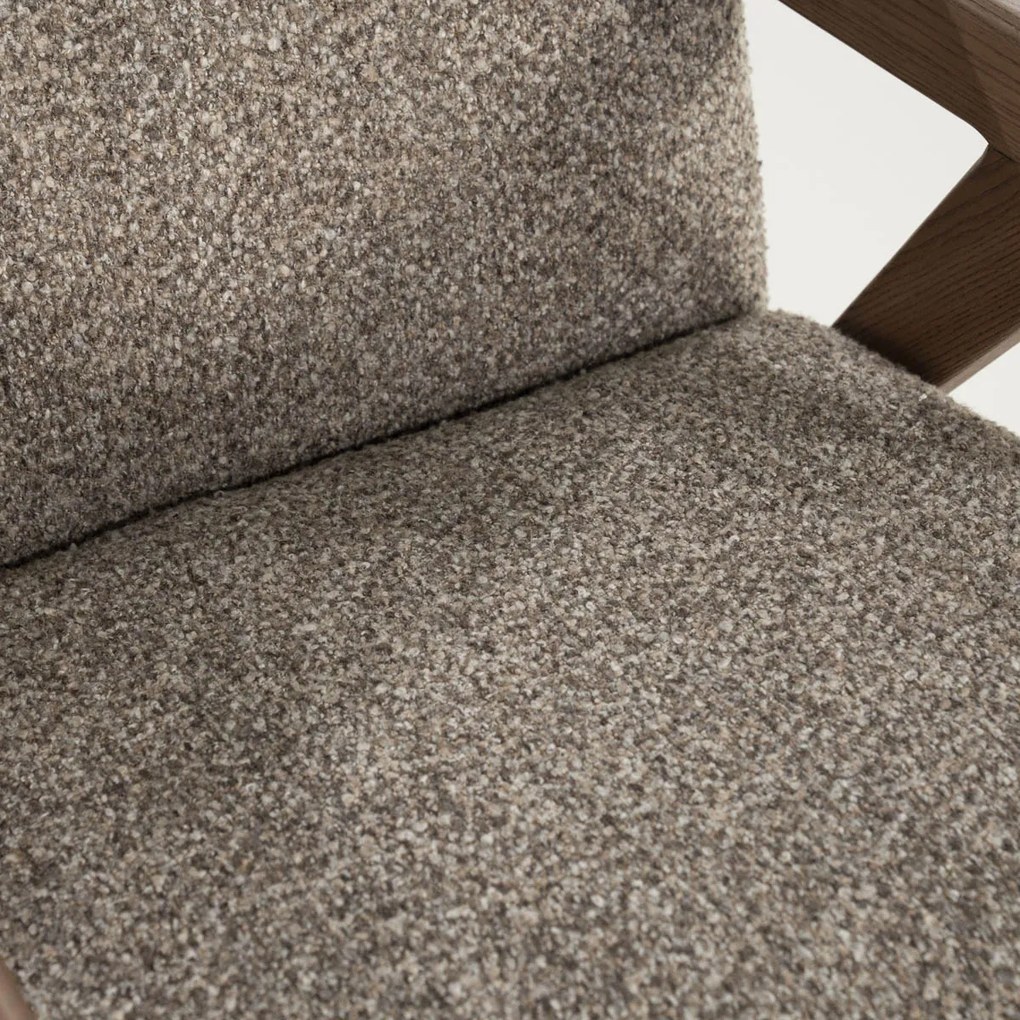Fauteuil Met Houten Armleuning Taupe