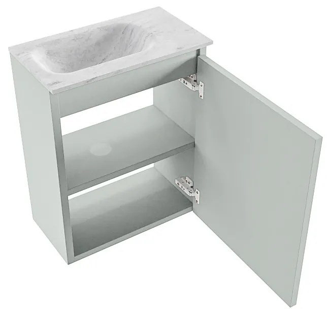 Mondiaz Ture DLux toiletmeubel 40cm greey met wastafel opalo links met kraangat