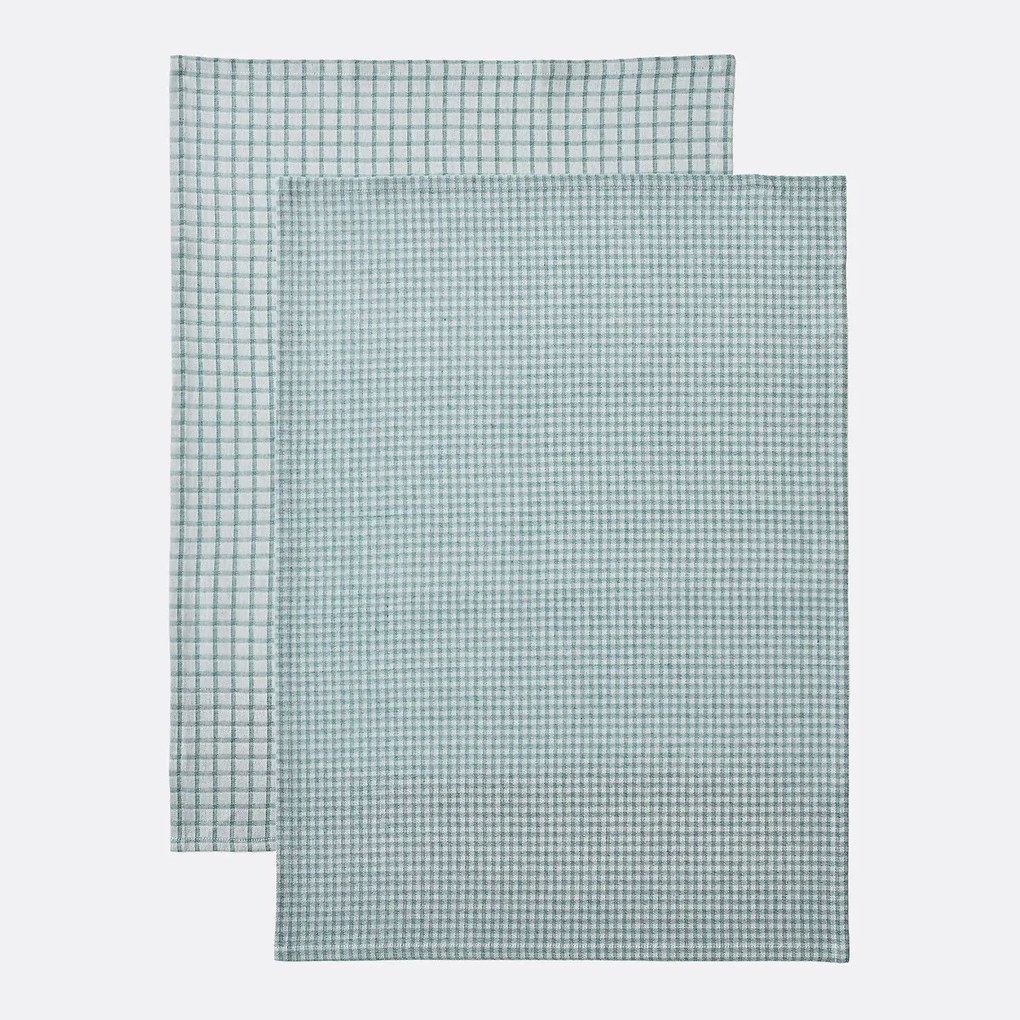 Set van 2 geruite theedoeken in katoen