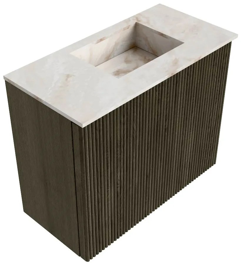Mondiaz Joya DLux 50cm toiletmeubel shadow met wastafel faye rechts 1 kraangat frappe
