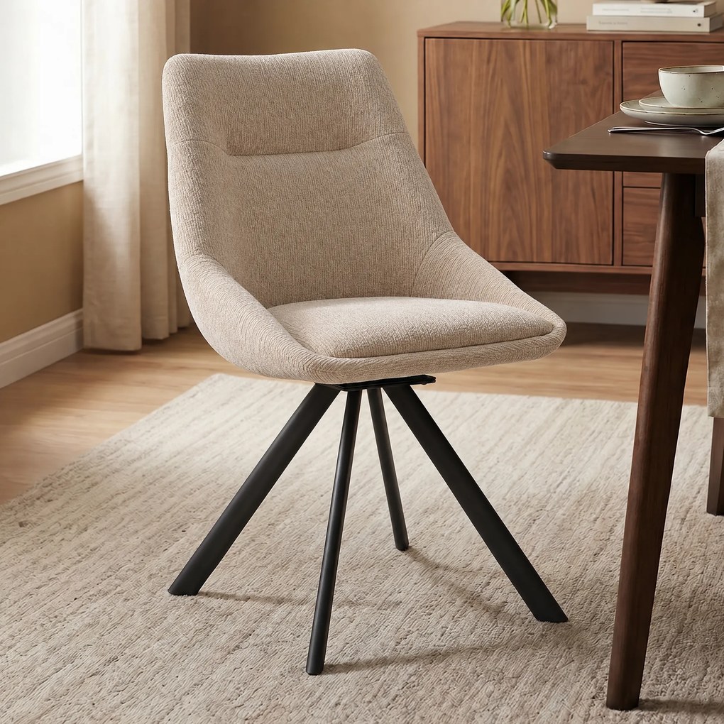 Draaibare Eetkamerstoel Beige Stof