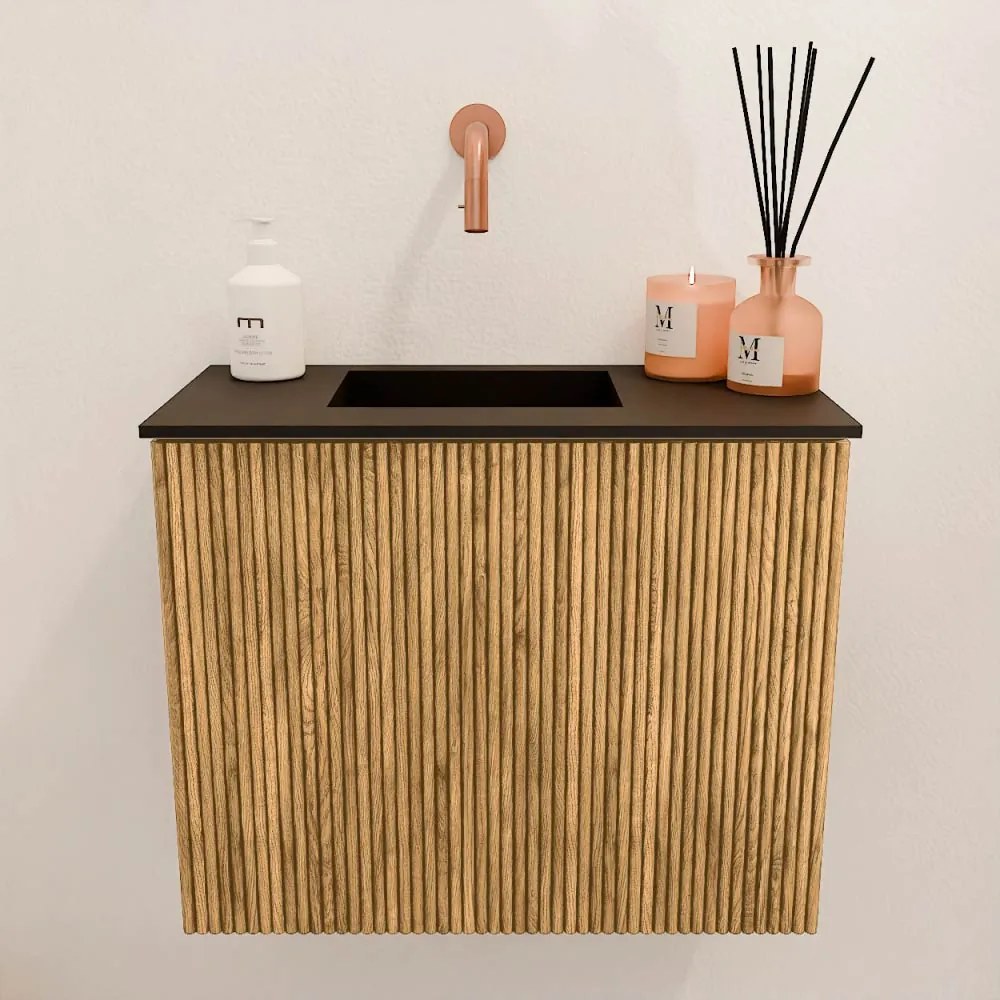 Mondiaz Joya 50cm toiletmeubel oak met wastafel faye links zonder kraangat urban