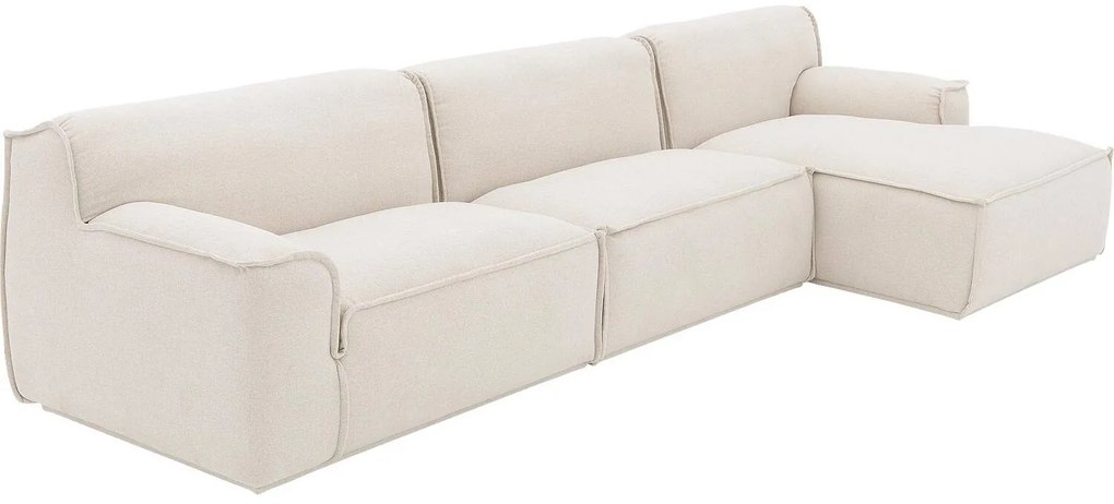 Goossens Excellent Bank Sens wit, stof, 1,5-zits, urban industrieel met chaise longue rechts