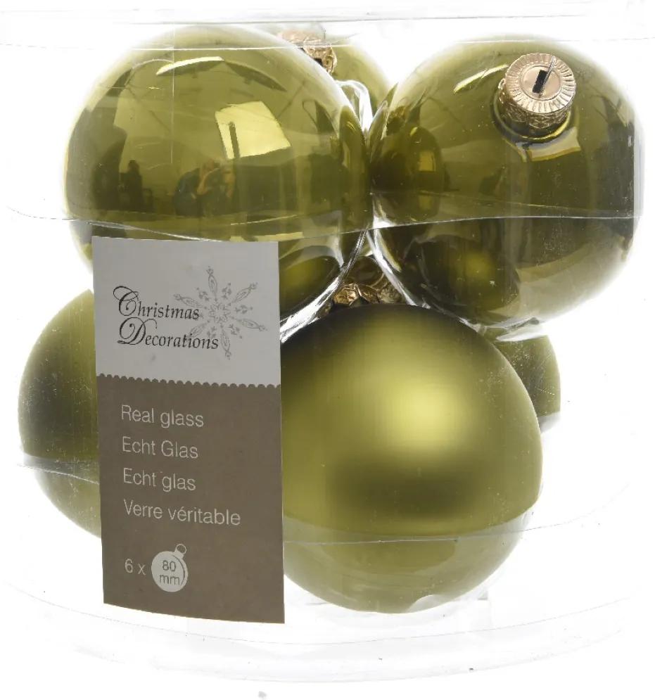 Kerstbal glas emaille-mat diameter 8cm olijfgroen KSD