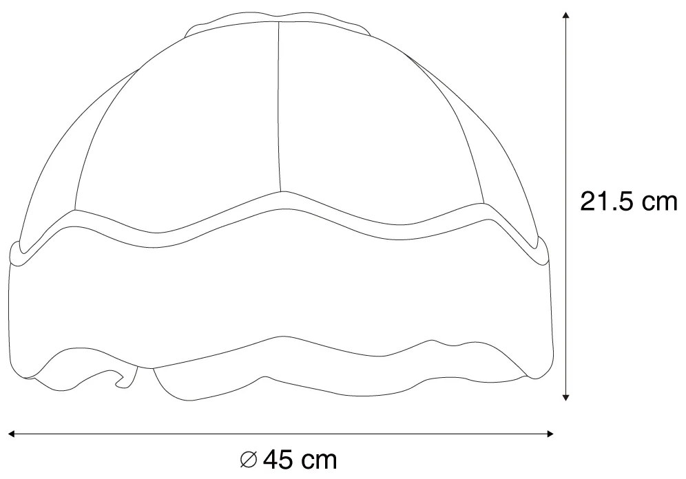 Stoffen lampenkap blad dessin met witte binnenkant 45/15/21,5 - Heritage
