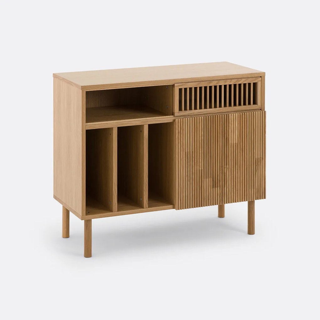 Vinyl meubel in massief eik, Bilbao