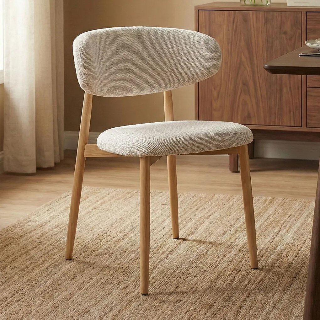 Eetkamerstoel Eiken Met Creme Stof