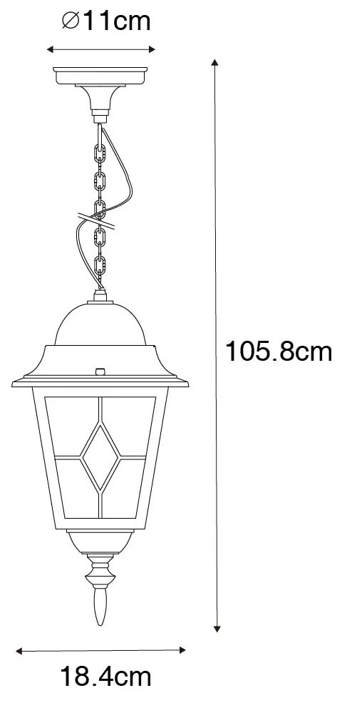 Vintage buiten hanglamp antiek goud - Antigua Klassiek / Antiek E27 IP44 Buitenverlichting vierkant