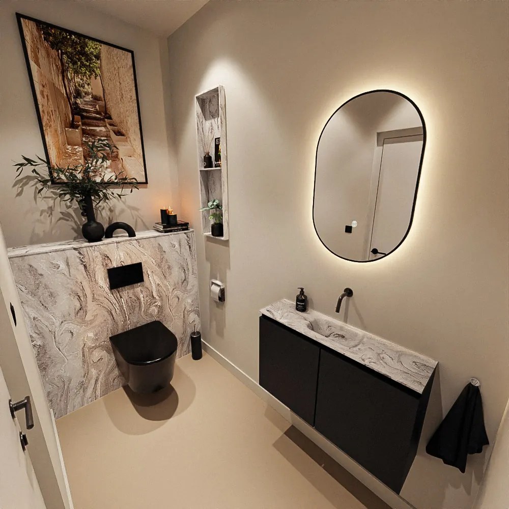 Mondiaz Ture DLux toiletmeubel 80cm urban met wastafel glace midden zonder kraangat