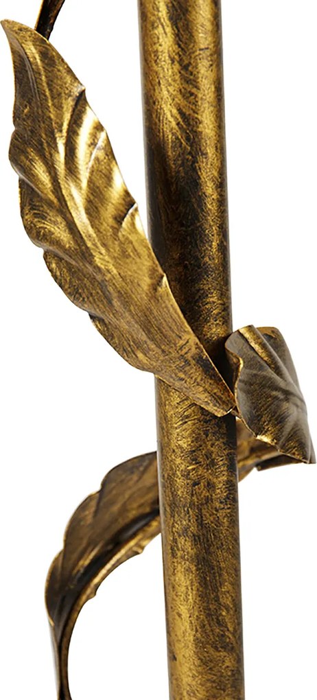 Vintage vloerlamp antiek goud met groene kap - Linden