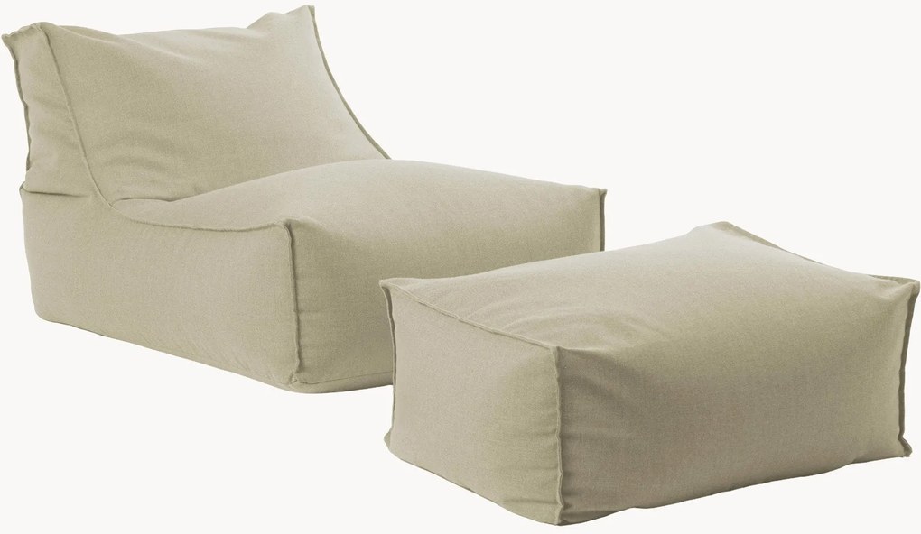 Outdoor zitzak ligstoel The Sundowner van olefine met poef & beschermhoezen