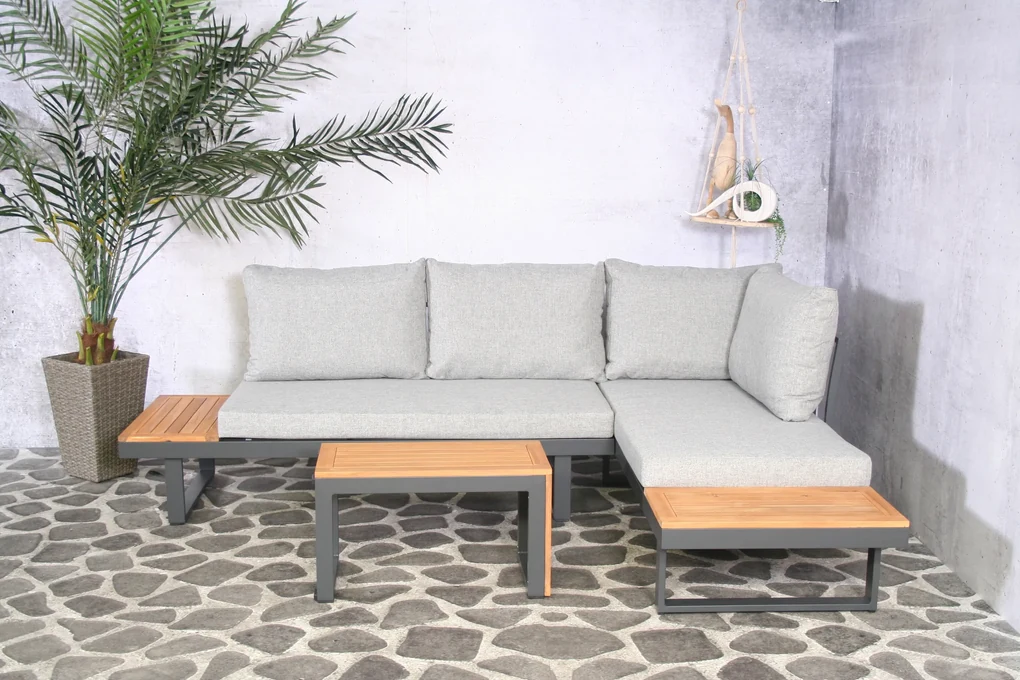 Garden Interiors Hoek Loungeset - Delphi - Acacia - Grijs - Garden Interiors