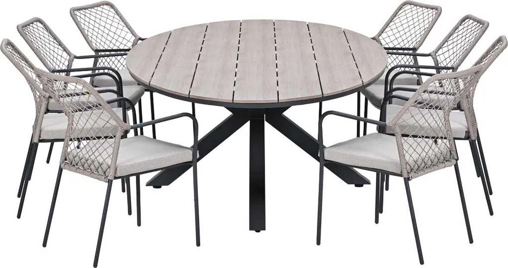 Garden Impressions Ross tuinset sand 9-delig - Tulli tuintafel ovaal 280x140 cm
