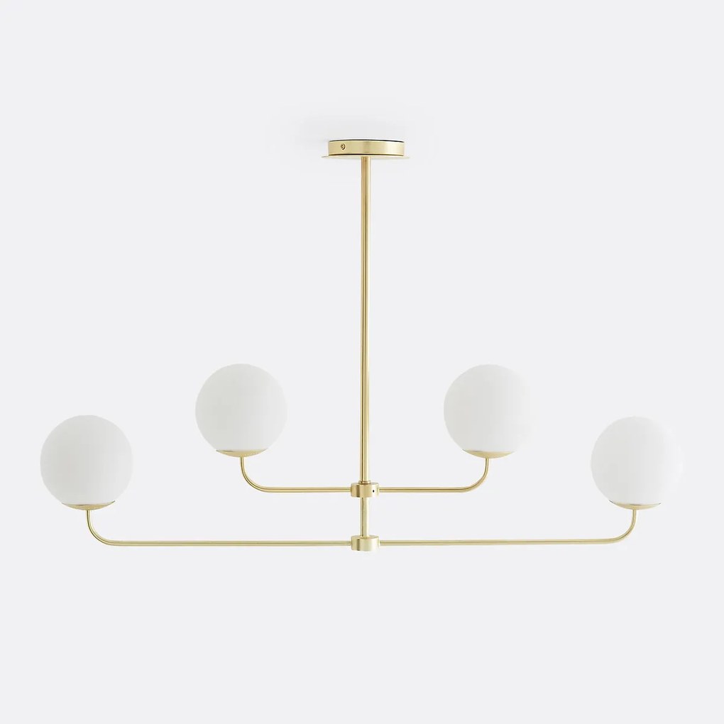 Hanglamp in messing en opaline glas, Moricio