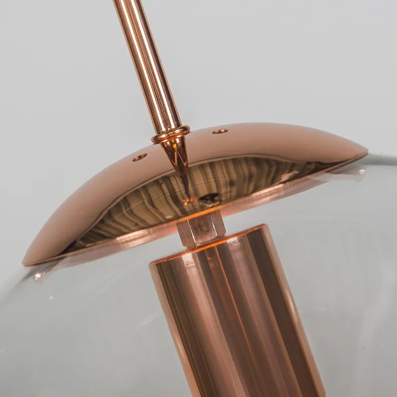 Art deco hanglamp koper met helder glas 30 cm - Ball 30