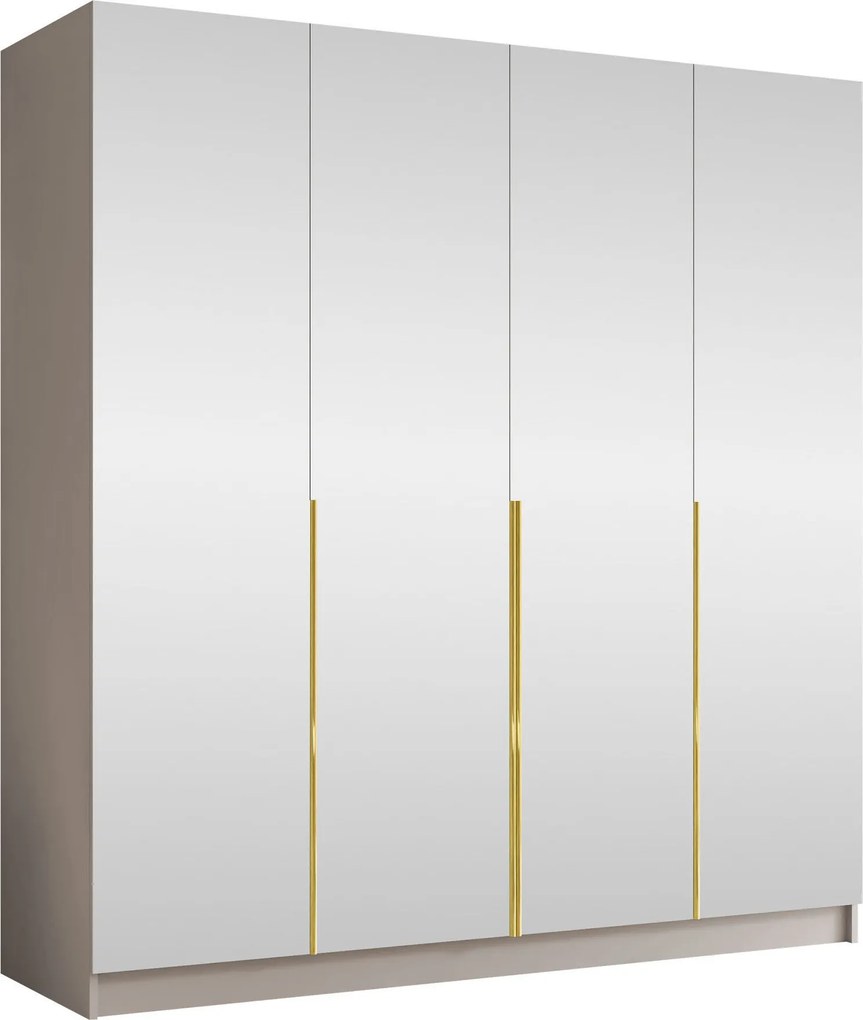 Kledingkast Closico Navor III, Gouden, Kasjmier, 215x200x58cm, 176 kg, Kledingkast deuren: Met scharnieren