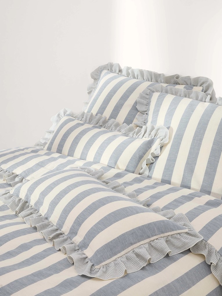 Dekbedovertrek Posie met ruches van linnen-katoen