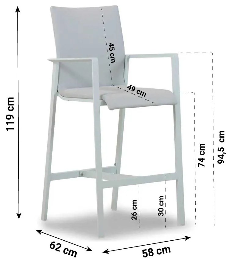 Barset 4 personen  Aluminium/Outdoor textiel Wit Lifestyle Garden Furniture Rome/Brandon