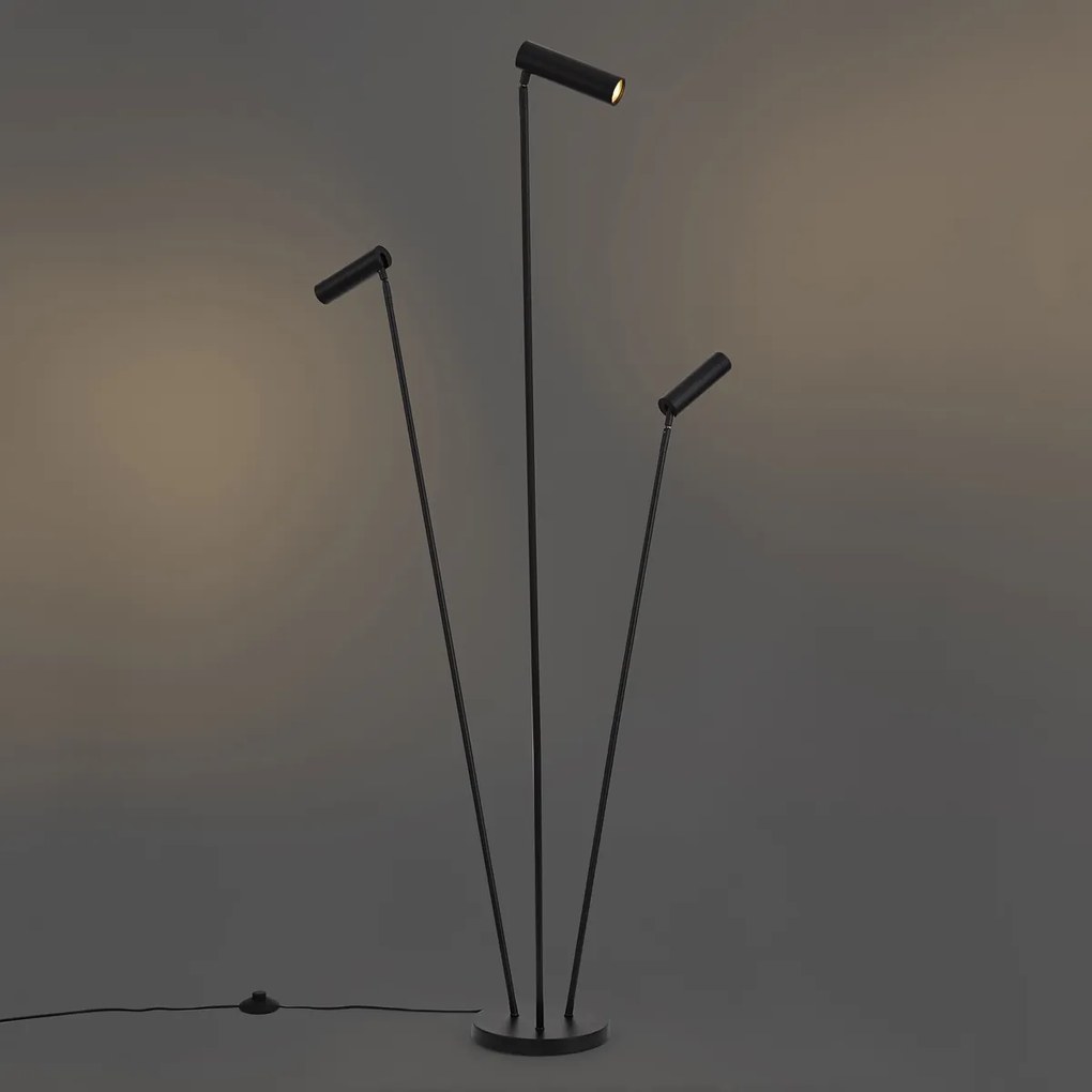 Moderne vloerlamp zwart 3-lichts GU10 35mm - Thomas