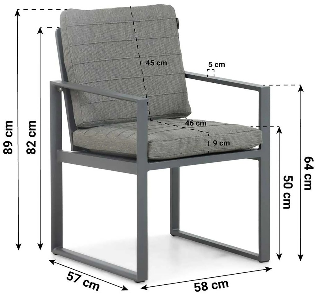 Tuinstoel Aluminium Grijs-antraciet Lifestyle Garden Furniture Nuno