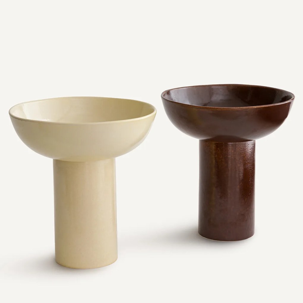 Geglazuurde keramische schaal op voet, SYENA