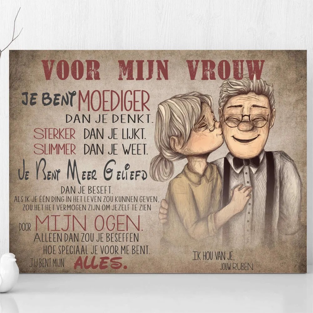INSPIO Kerstcadeau - Liefdesverklaring voor een geliefde vrouw - Wij versturen borden en schilderijen binnen 24 uur.