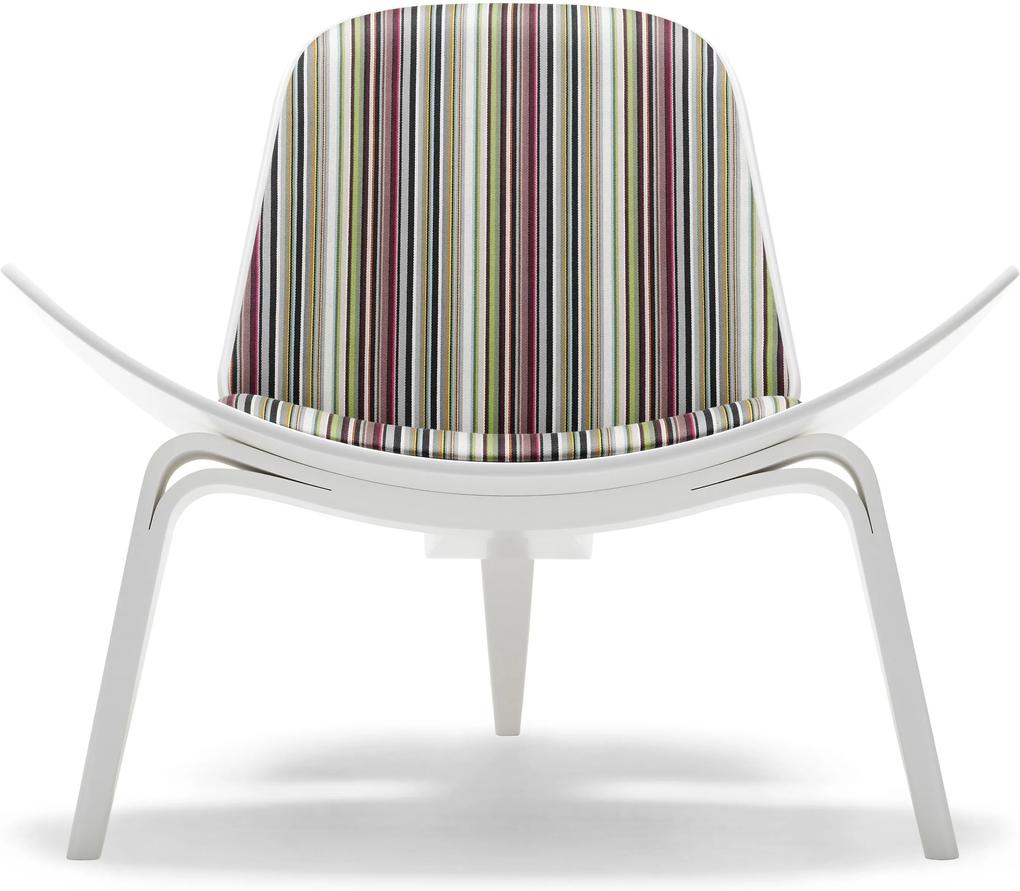 Carl Hansen & Son CH07 Shell fauteuil wit beukenhout Stripes 002