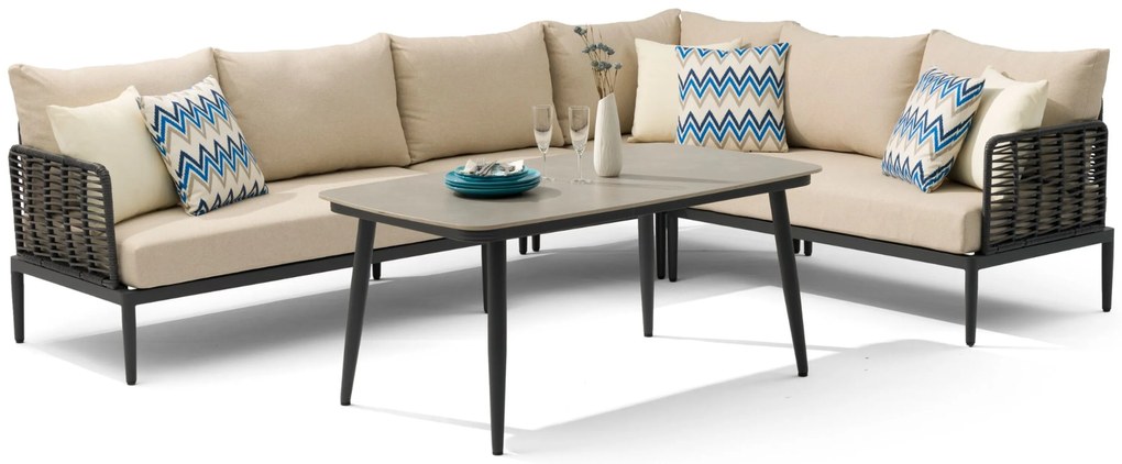 Hoek loungeset 6 personen Aluminium/wicker Grijs Coco Ibiza