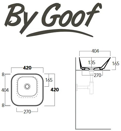 By Goof Mees vierkante design waskom 42cm mat groen