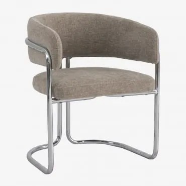 Set Van 2 Gestoffeerde Eetkamerstoelen Met Armleuningen En Ijzeren Frame Zantria Stof Grijs – Taupe - Sklum