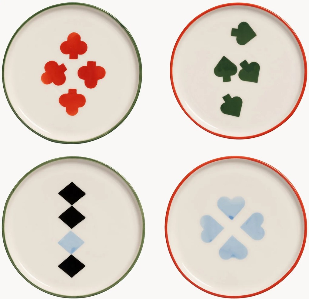 Handbeschilderde dessertborden Deck, 4-delig