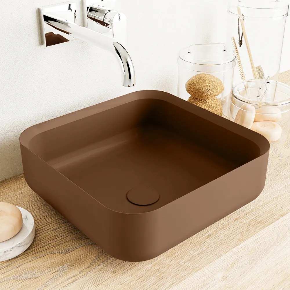 Mondiaz Binx Solid Surface waskom 36x36cm rust