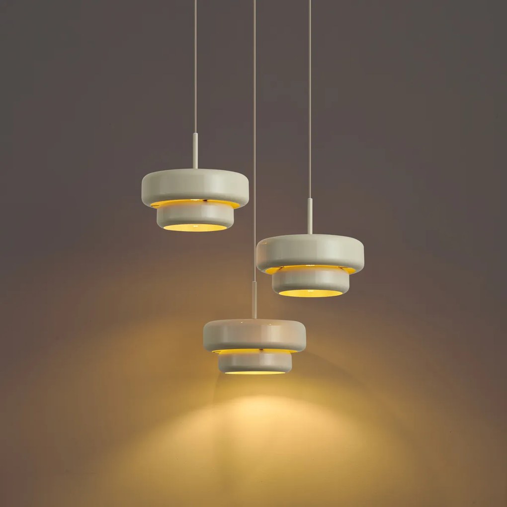 Retro hanglamp beige met metalen kap 3-lichts - Ophelia