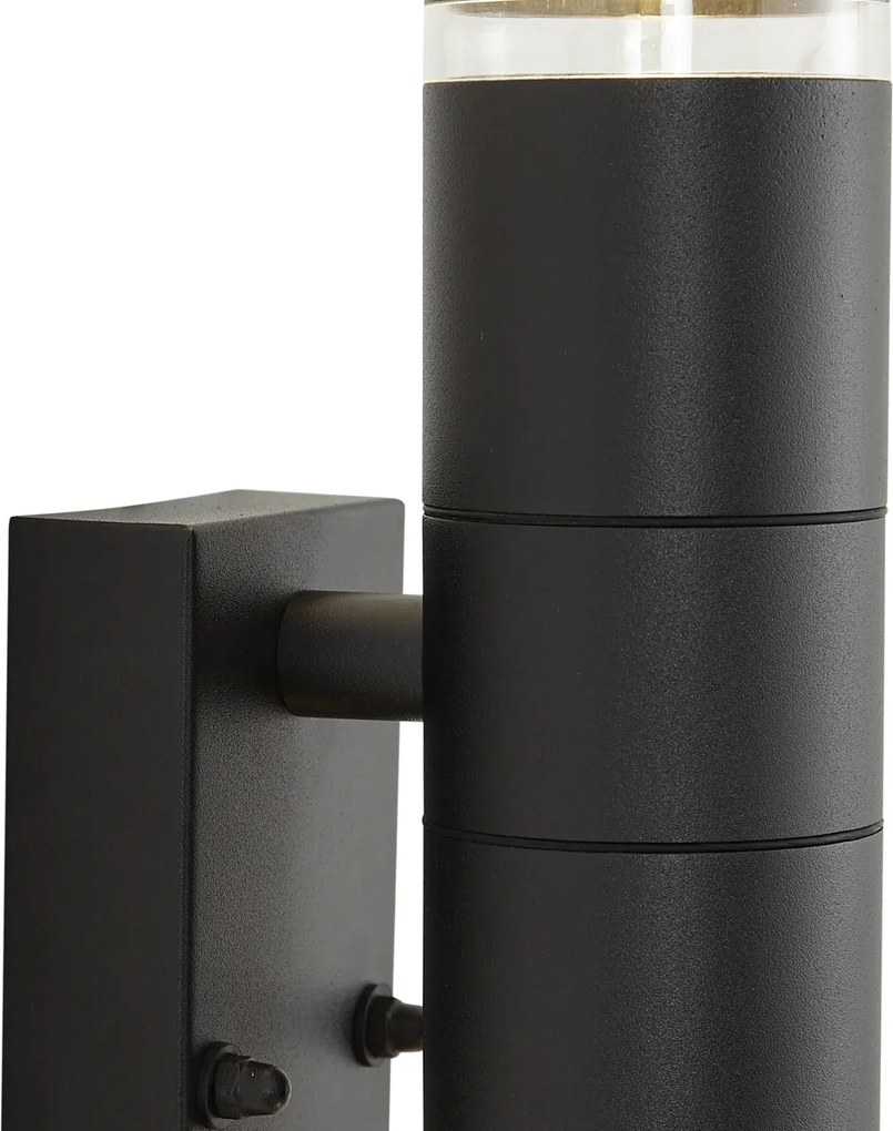 Moderne buiten wandlamp zwart 2-lichts IP44 met bewegingssensor - Dubbla
