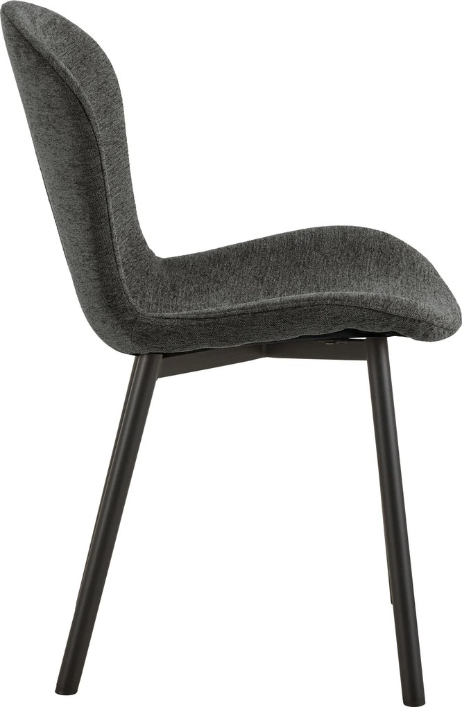 FIORA Donkergrijs (stof Apia 458)/zwart frame - MODERNE GESTOFFEERDE STOEL VOOR WOONKAMER/EETKAMER LOFT