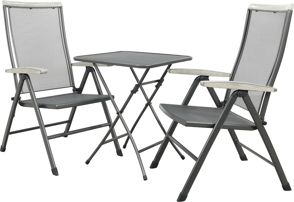 Balero inklapbare balkonset 3-delig strekmetaal 60x60 cm. - Antraciet