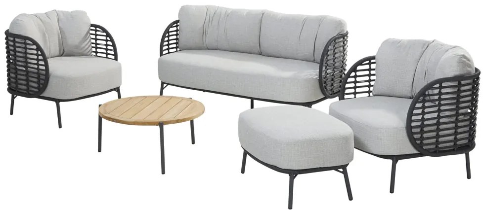 4 Seasons Outdoor Fabrice loungeset 5-delig met Yoga tafel SALE  Loungeset    antraciet weerbestendig