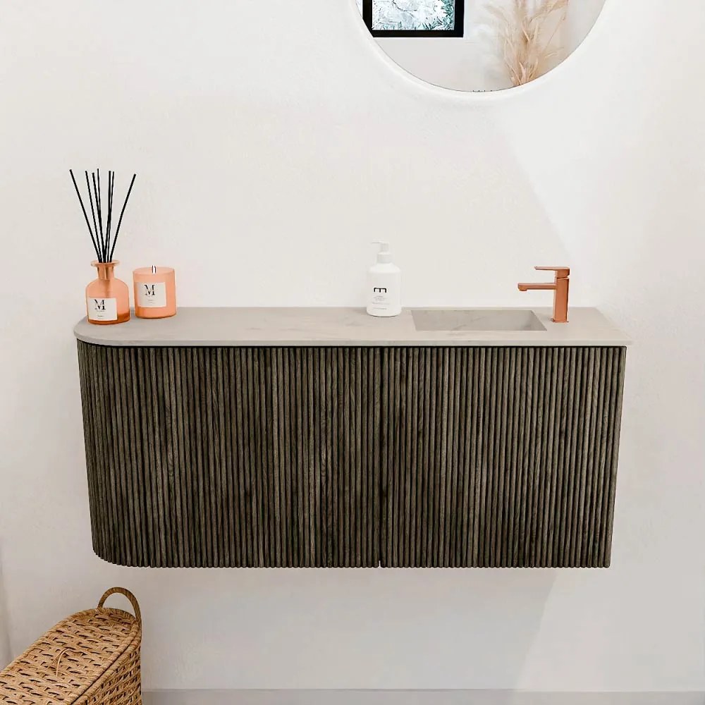 Mondiaz Joya DLux 90cm toiletmeubel ronding links shadow met wastafel faye rechts 1 kraangat opalo