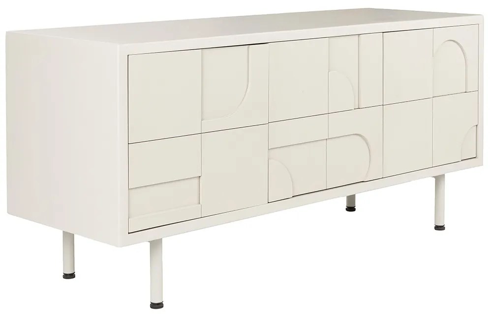 Beige Dressoir Met Relief Vormen - 120x40x55cm.